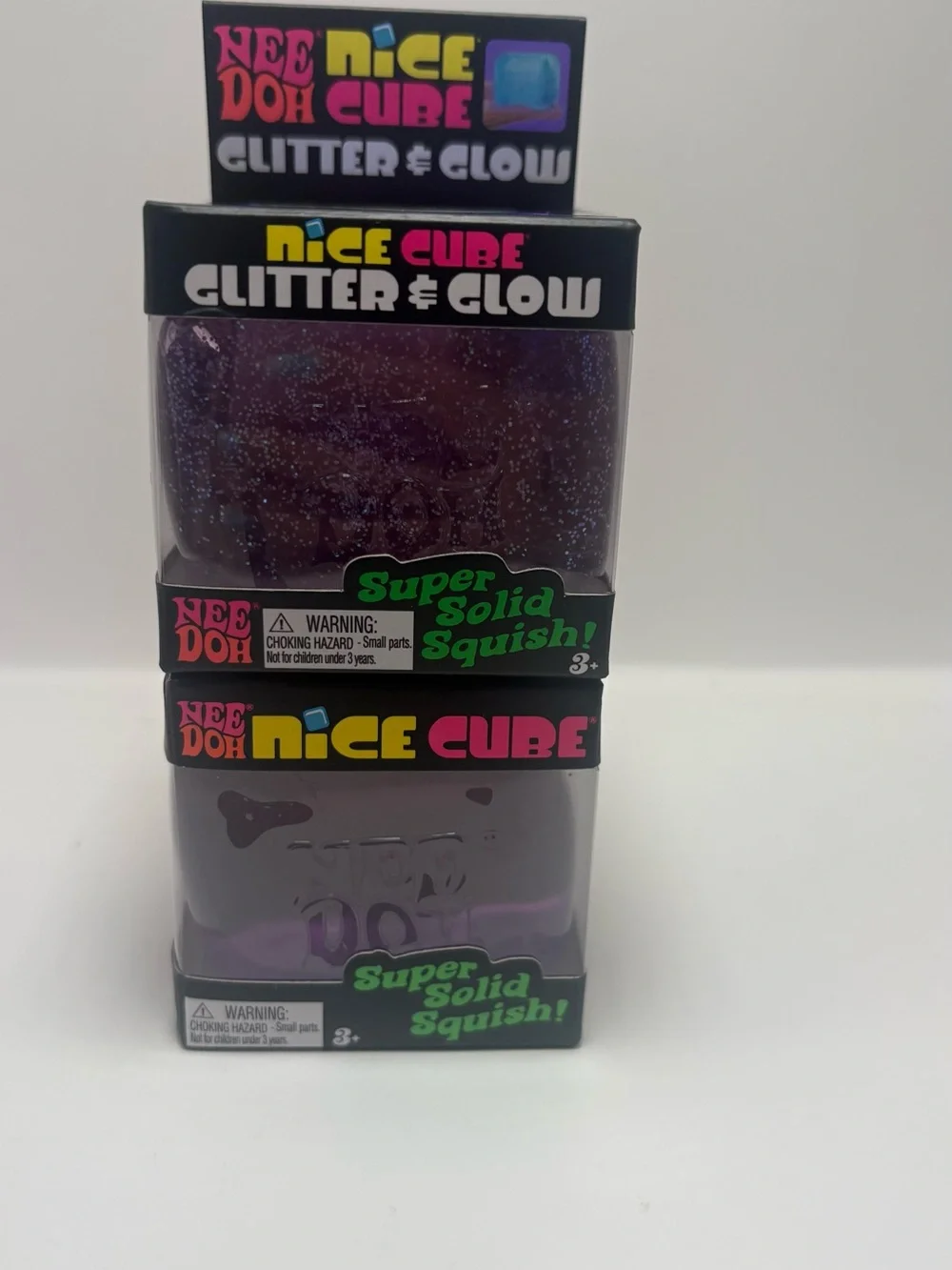 Nee doh Nice Glitter & Glow and Nice Cube Super solid squishy Set purple Color